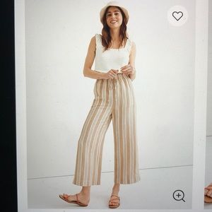 Smocked Huston Pull-On Crop Pants - Stripe